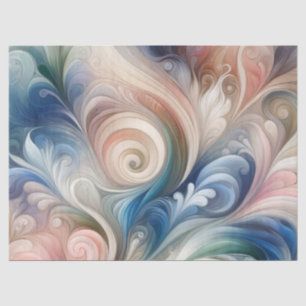 Watercolor Fantasy Floral Pastel Blue & Cream Tissue Paper