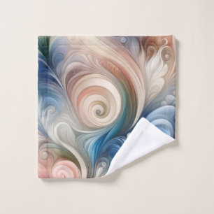 Watercolor Fantasy Floral Pastel Blue & Cream Wash Cloth