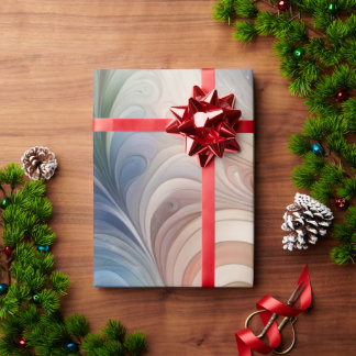 Watercolor Fantasy Floral Pastel Blue & Cream  Wrapping Paper