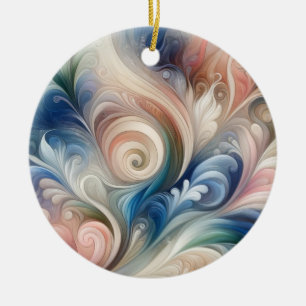Watercolor Fantasy Floral Romantic Pattern Ceramic Ornament