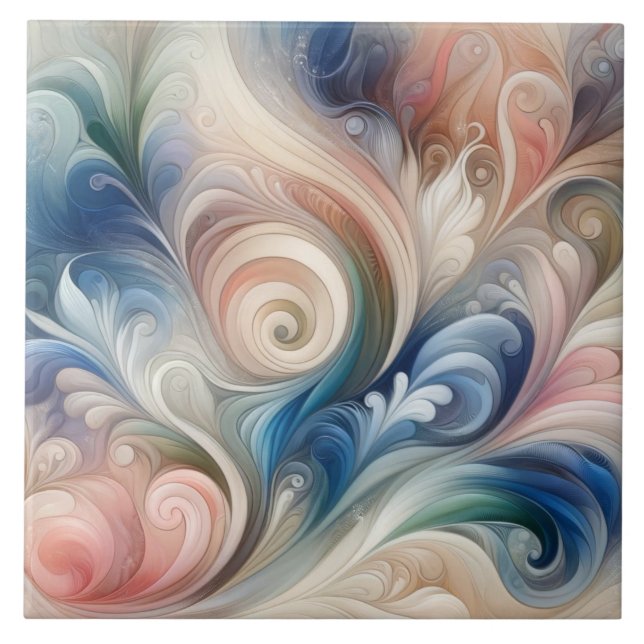 Watercolor Fantasy Floral Romantic Pattern Ceramic Tile (Front)