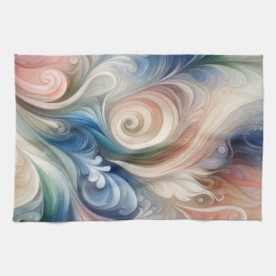 Watercolor Fantasy Floral Romantic Pattern Tea Towel