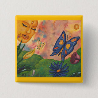 watercolor fantasy illustration woman goddess life 15 cm square badge