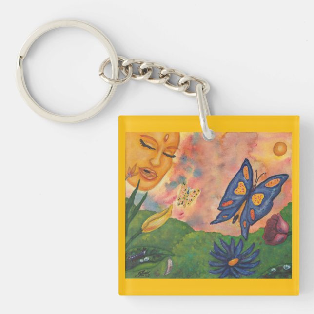 watercolor fantasy illustration woman goddess life key ring (Front)