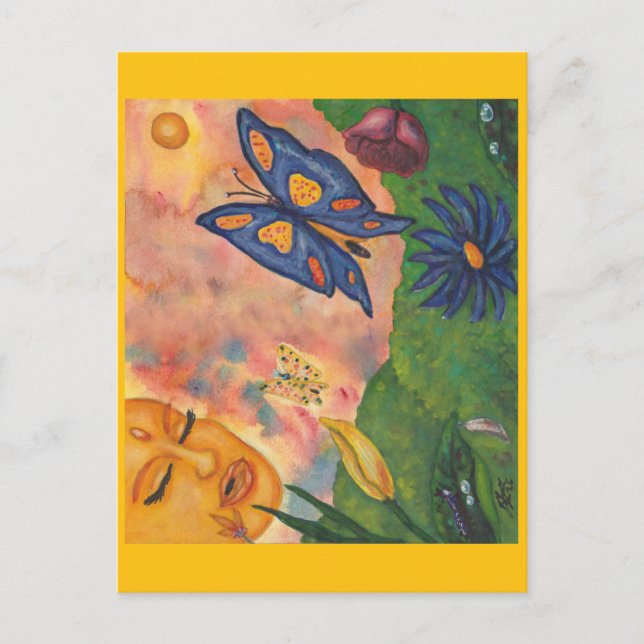 watercolor fantasy illustration woman goddess life postcard (Front)