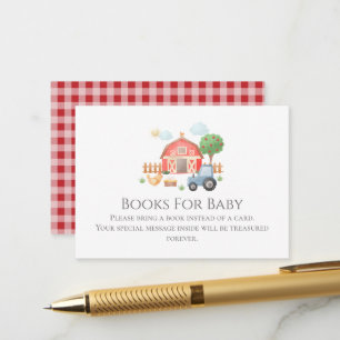 Watercolor Farm Animals Baby Shower Books for Baby Enclosure Card