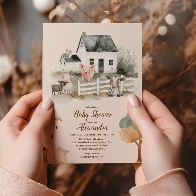 Watercolor Farm Animals Baby Shower  Invitation (Creator Uploaded)