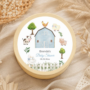 Watercolor Farm Animals Barnyard Baby Shower Classic Round Sticker