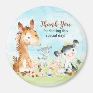 Watercolor Farm Animals Thank You Magnet