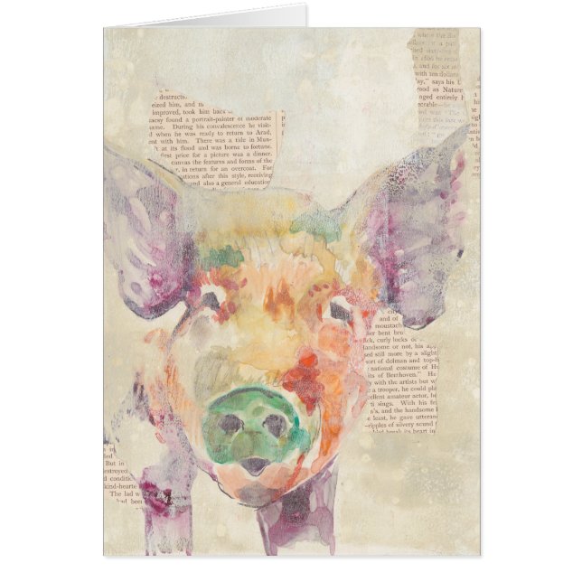 Watercolor Farm Collage Pig (Front)