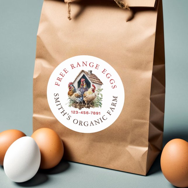 Watercolor Farm Fresh Eggs Classic Round Sticker (Creator Uploaded)