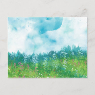 Watercolor Farm Landscape 4 Postcard