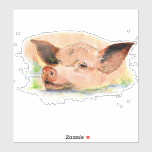 Watercolor Farm Pig Animal Art
