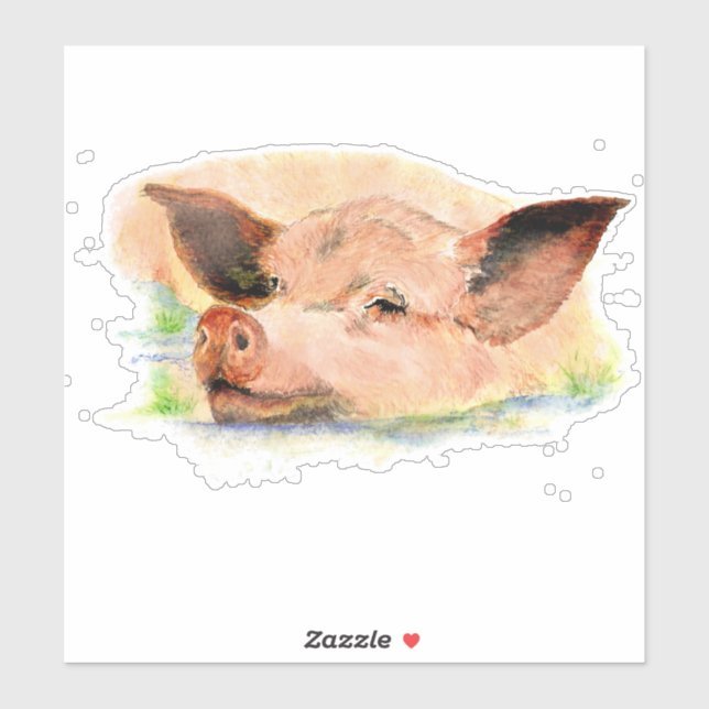 Watercolor Farm Pig Animal Art (Sheet)
