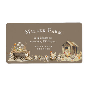 Watercolor Farm Vintage Script Egg Carton Label
