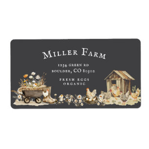 Watercolor Farm Vintage Script Egg Carton Label