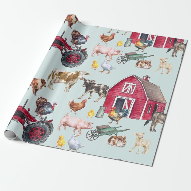Watercolor Farm  Wrapping Paper (Unrolled)