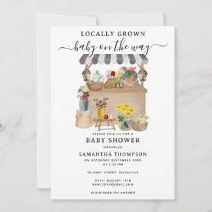 Watercolor Farmer's Flower Market Baby Shower Invitation