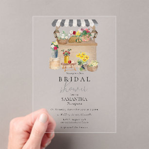 Watercolor Farmer's Flower Market Bridal Shower Acrylic Invitations