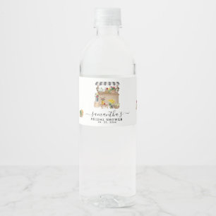 Watercolor Farmer's Flower Market Bridal Shower Water Bottle Label