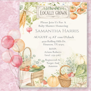 Watercolor Farmers Market Baby Shower Theme Invitation