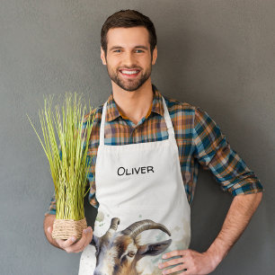 Watercolor Farmhouse Goat, custom Apron