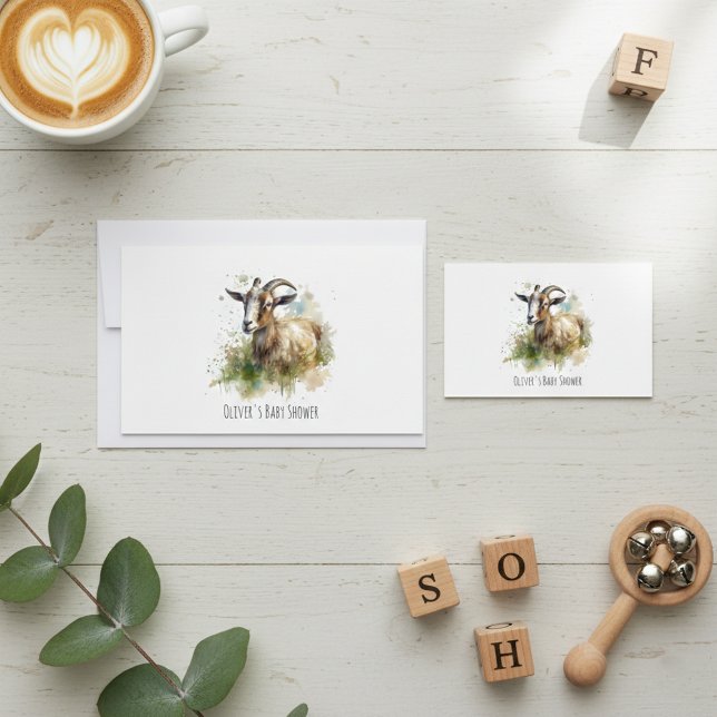 Watercolor Farmhouse Goat, custom Invitation (Creator Uploaded)