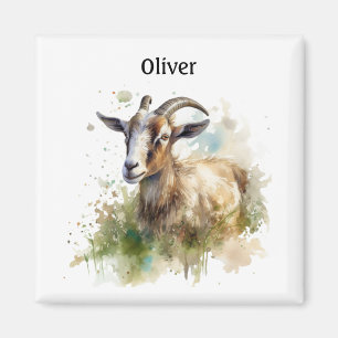 Watercolor Farmhouse Goat, custom Magnet