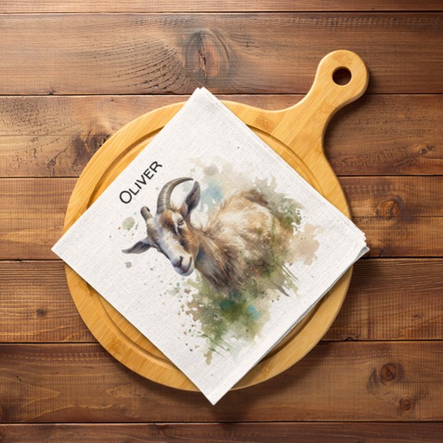 Watercolor Farmhouse Goat, custom Napkin (Creator Uploaded)