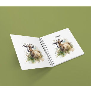 Watercolor Farmhouse Goat, custom Notebook
