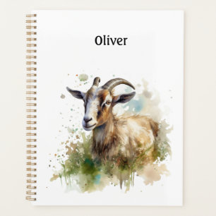 Watercolor Farmhouse Goat, custom Planner