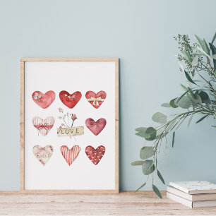 Watercolor Farmhouse Valentine Heart Poster