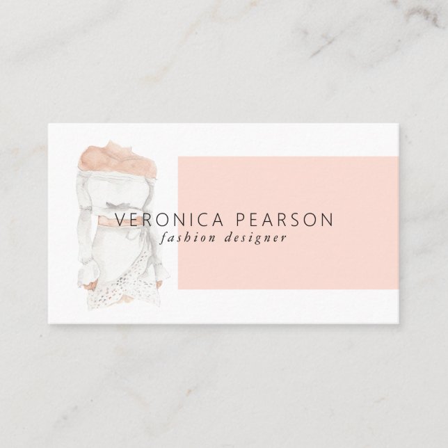 Watercolor Fashion Design Illustration Business Card (Front)