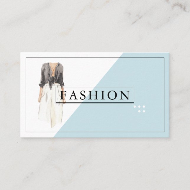 Watercolor Fashion Design Illustration Business Card (Front)