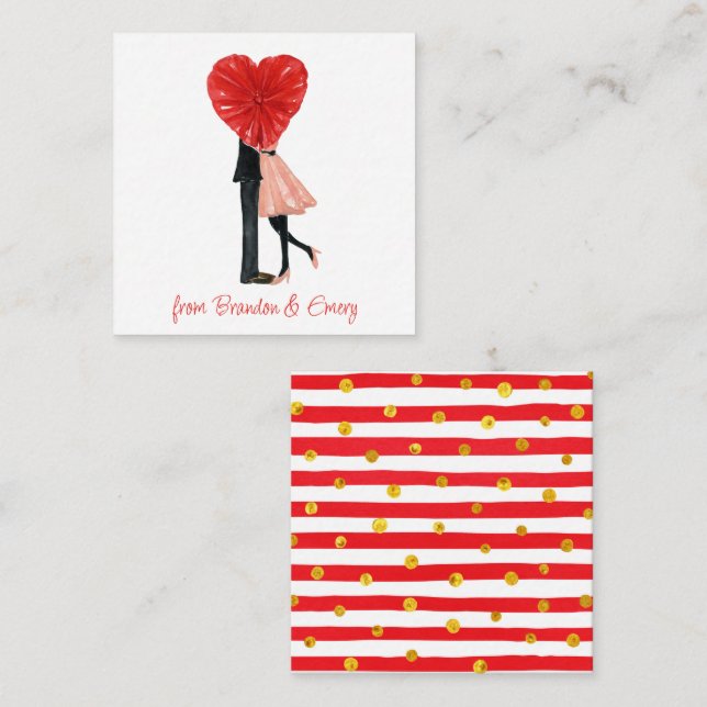 Watercolor Fashion Girl Couple Gift Enclosure Card (Front/Back)