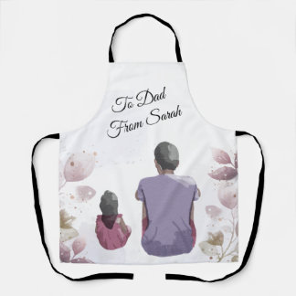 Watercolor Father and daughter  Apron
