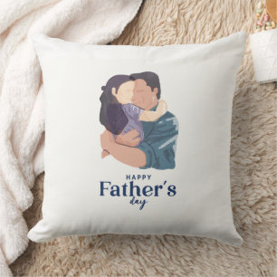 Watercolor Father Daughter Embrace Illustration Cushion
