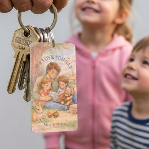 Watercolor Father’s Day Storyteller With Kids Key Ring