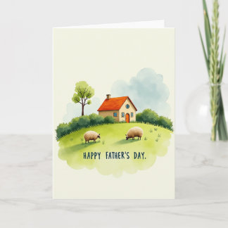 Watercolor Fathers Day House Card