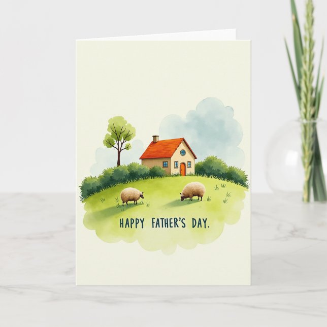 Watercolor Fathers Day House Card (Front)