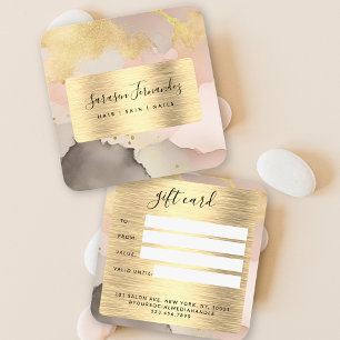 Watercolor Faux Black Gold Foil Blush Gift Card
