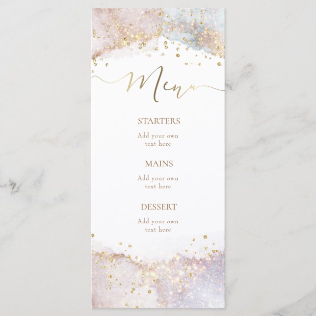 watercolor faux glitter Menu (Front)