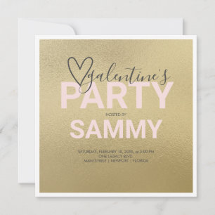 Watercolor Faux Gold and Pink Galentine's Party