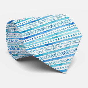 Watercolor Faux Silk Luxury Ocean Tribal Tie