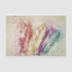 Watercolor feather Decoupage  Tissue Paper