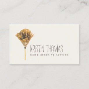 Watercolor Feather Duster Home Cleaning Ivory Business Card