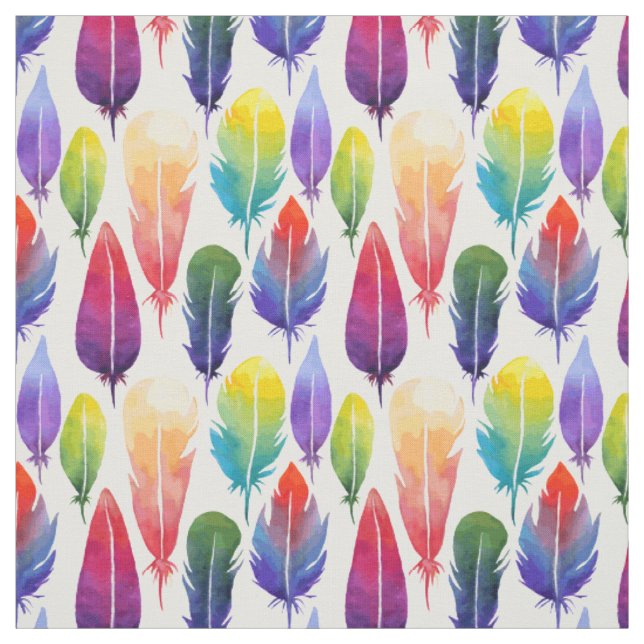 Watercolor feather pattern fabric (Swatch)