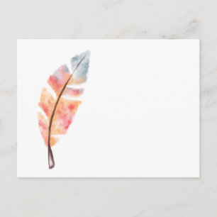 Watercolor Feather  Postcard