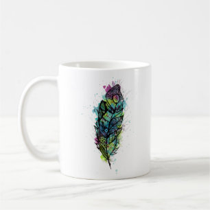Watercolor Feather Tattoo Coffee Mug