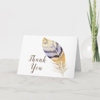 Watercolor Feather Thank You Card